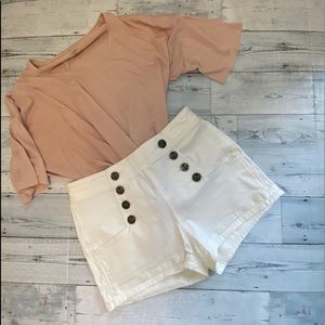 White high waisted Sailor Button Express Shorts